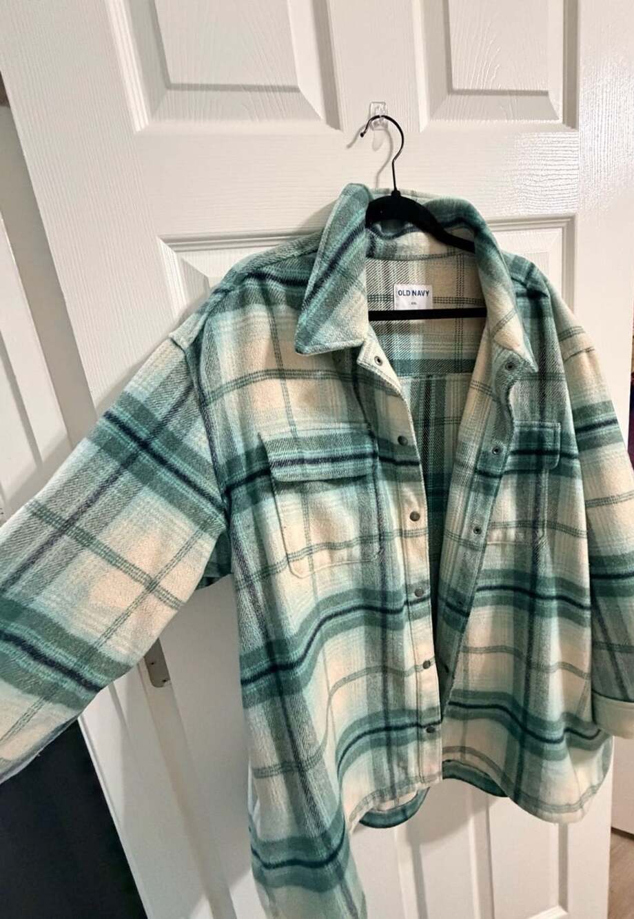 Old Navy Plaid Shacket Size XXL Green White Flannel